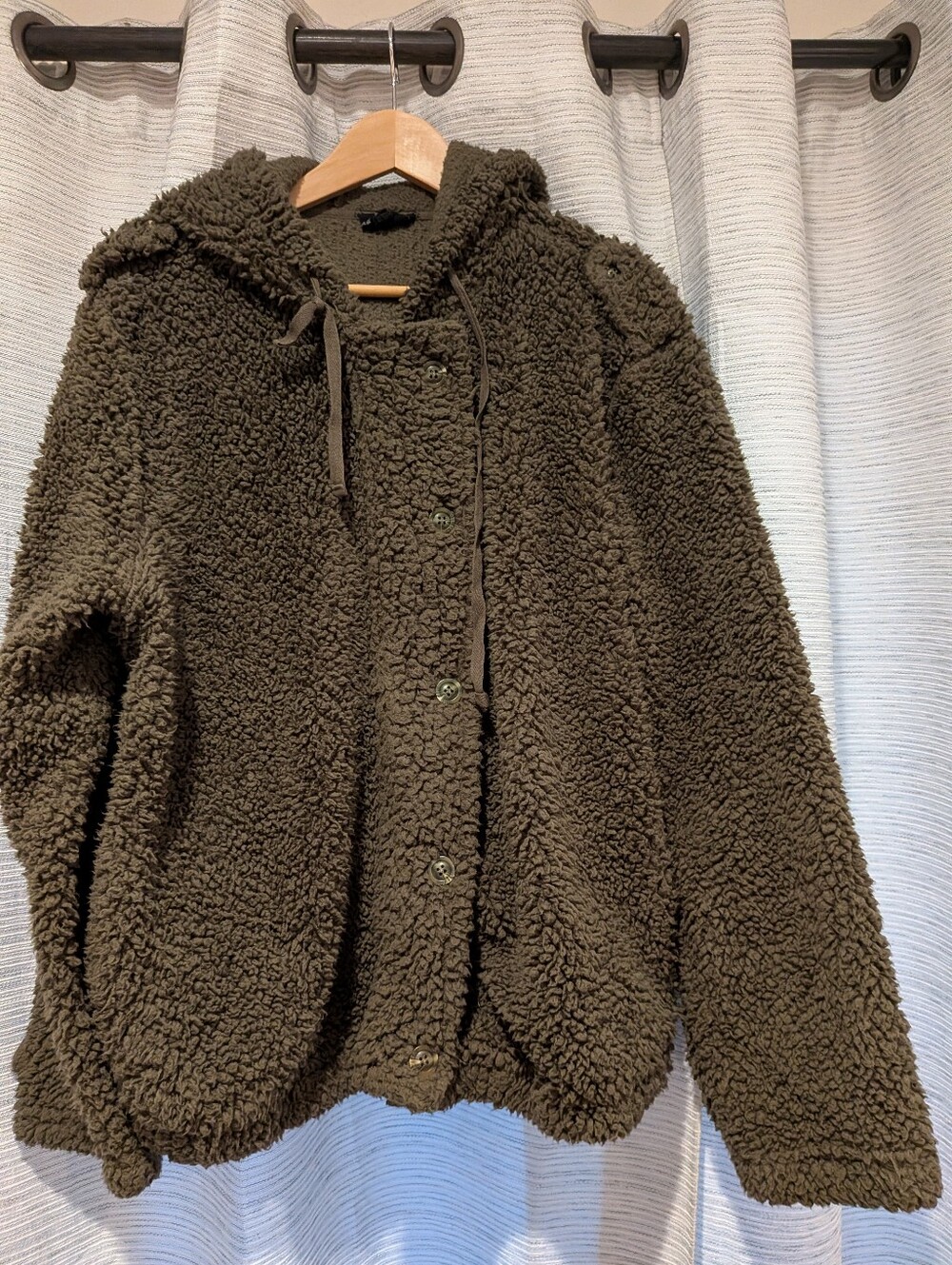 Perch By Blu Pepper Plush Sherpa Hoodie in Olive - 2X
